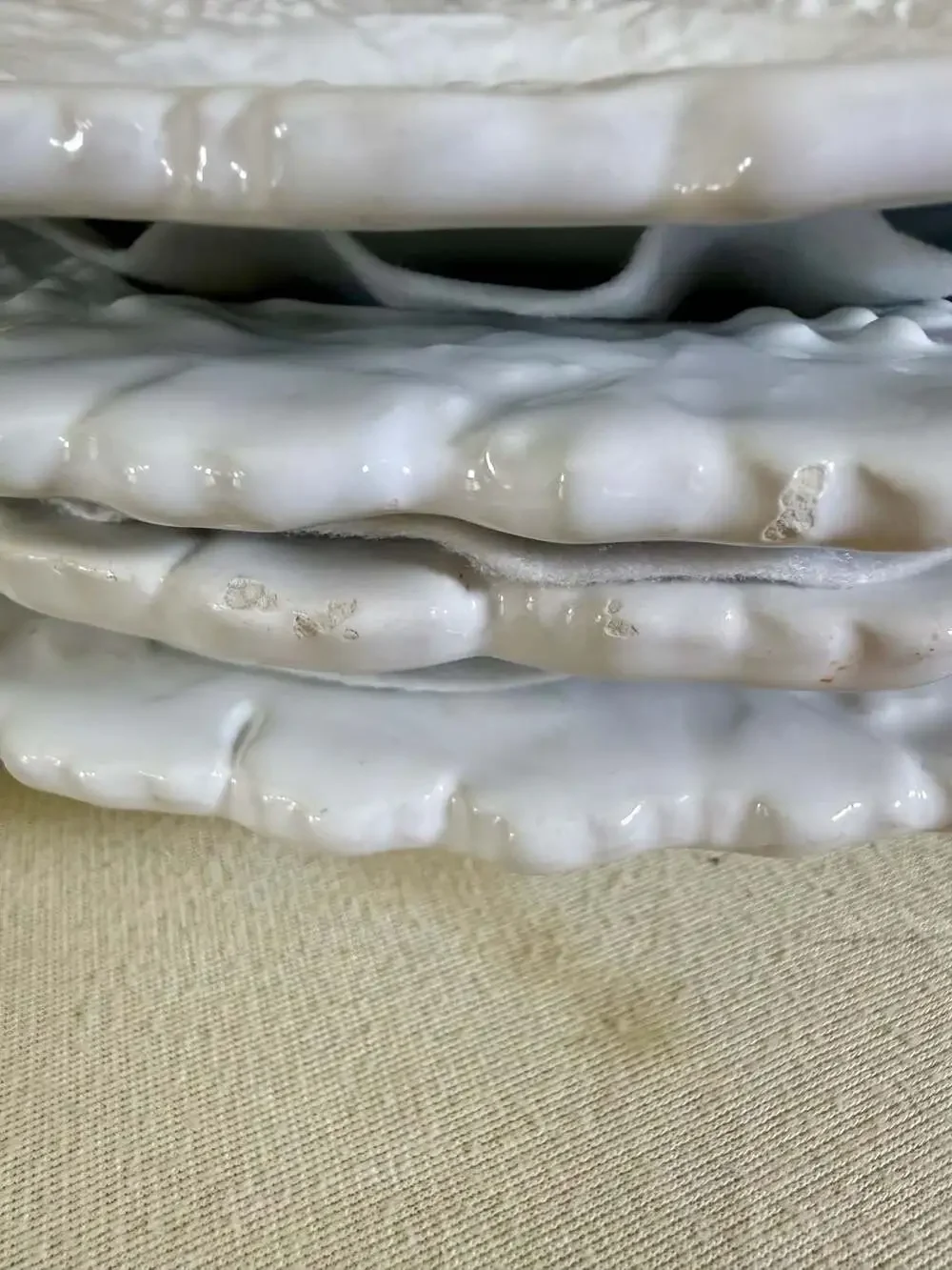Vintage Italian Embossed Grape & Leaf White Ceramic Set *See Description